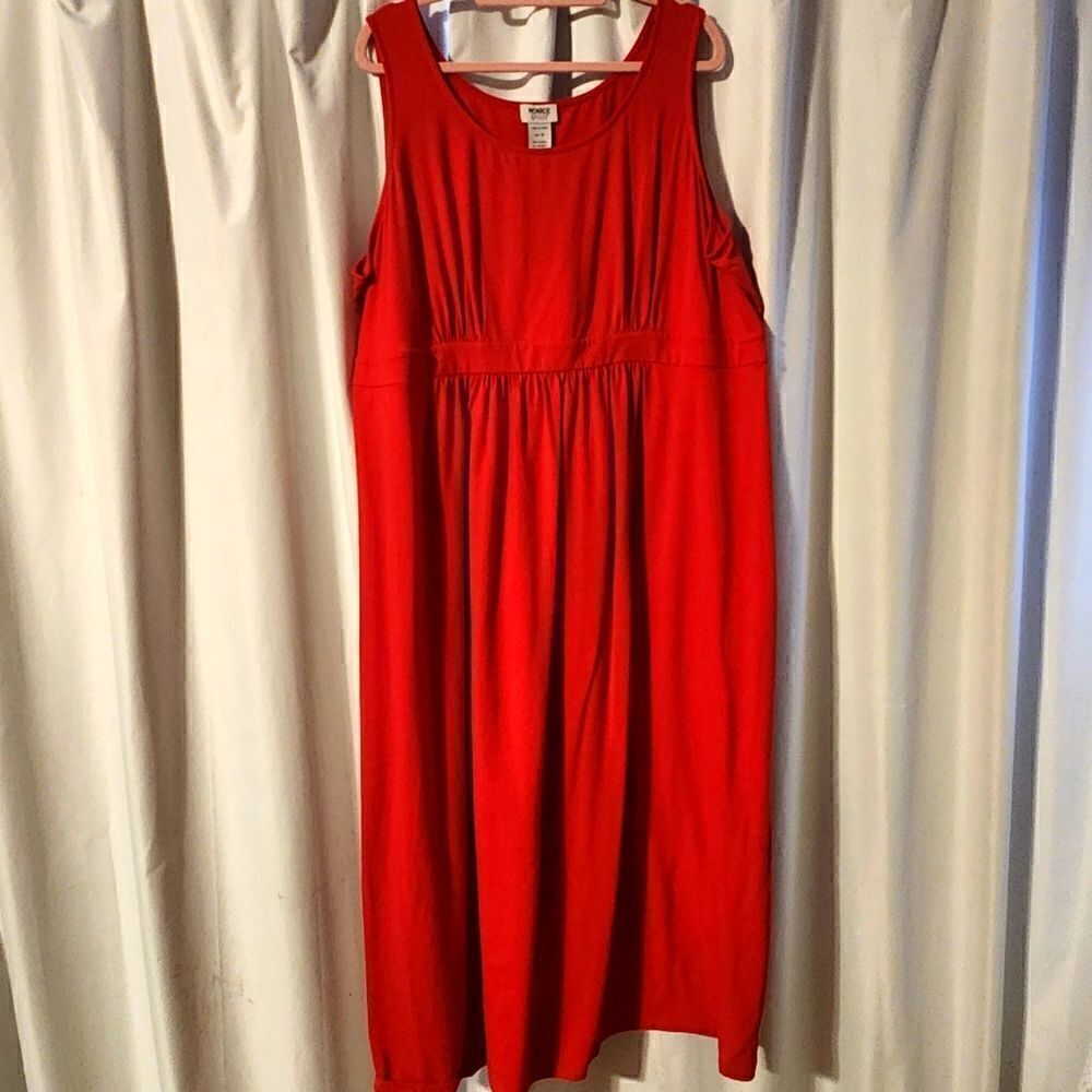 Monroe&Main Womens Red Sleeveless Knit Maxi Dress Size 3X